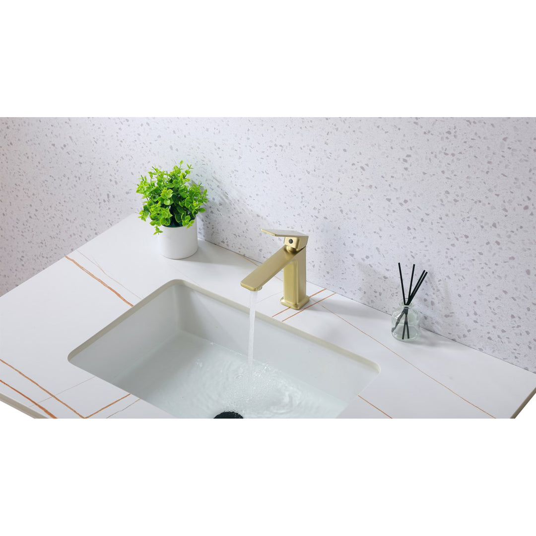 Single Hole Single Handle Bathroom Faucet In Brushed Gold - View 6 - Joshua Marshal