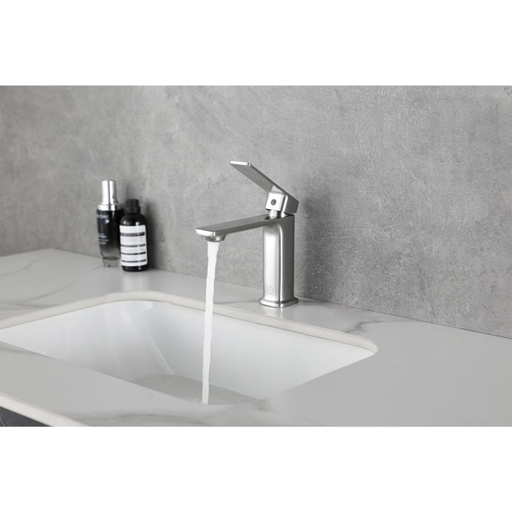 Single Hole Single Handle Bathroom Faucet In Brushed Nickel - View 2 - Joshua Marshal