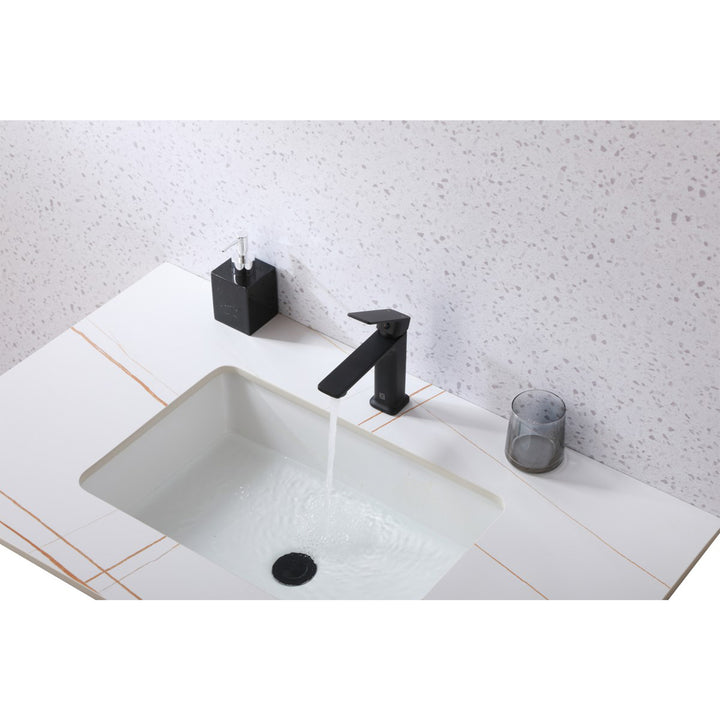 Single Hole Single Handle Bathroom Faucet In Matte Black - View 2 - Joshua Marshal