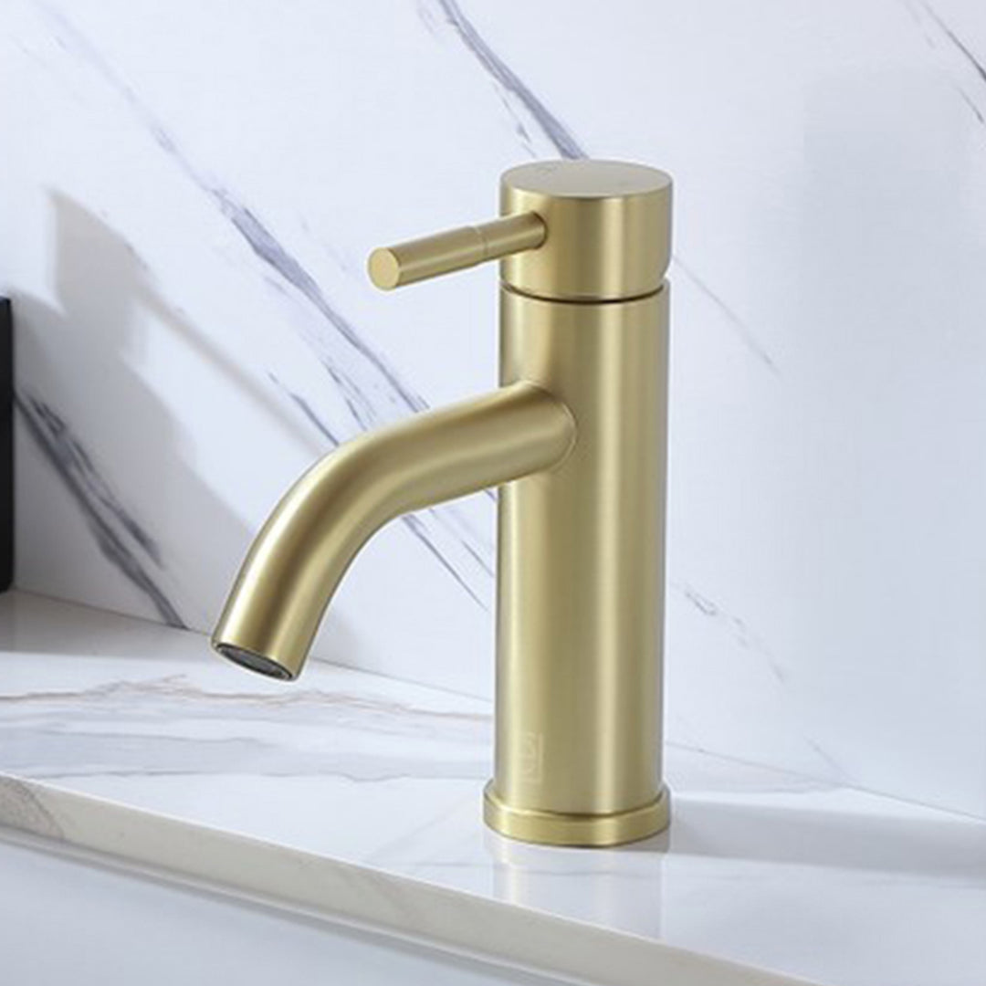 Single Hole Single Handle Bathroom Faucet In Brushed Gold Brushed Gold Finish - KITCHEN & BATH by Joshua Marshal