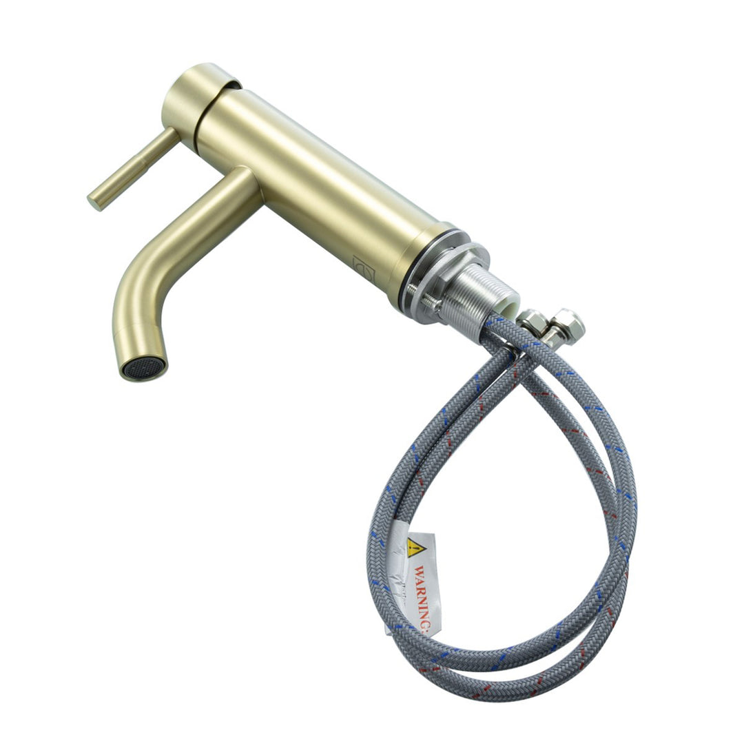 Single Hole Single Handle Bathroom Faucet In Brushed Gold - View 4 - Joshua Marshal