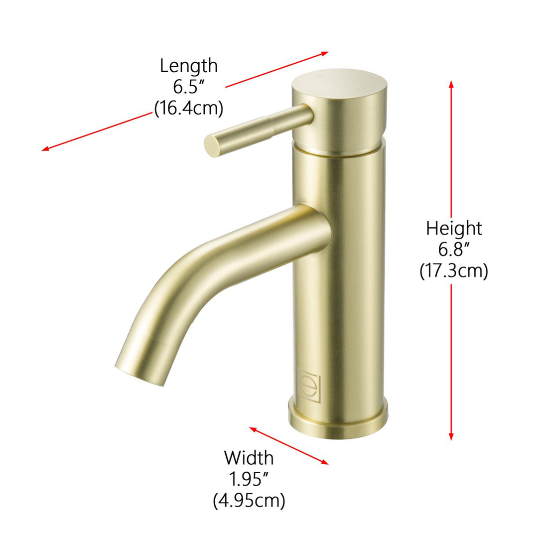 Single Hole Single Handle Bathroom Faucet In Brushed Gold - View 5 - Joshua Marshal