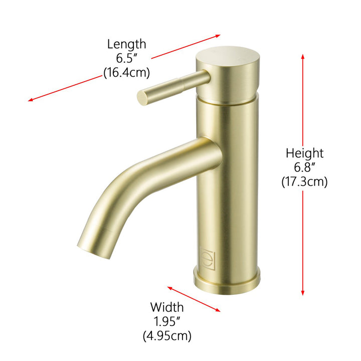 Single Hole Single Handle Bathroom Faucet In Brushed Gold - View 5 - Joshua Marshal