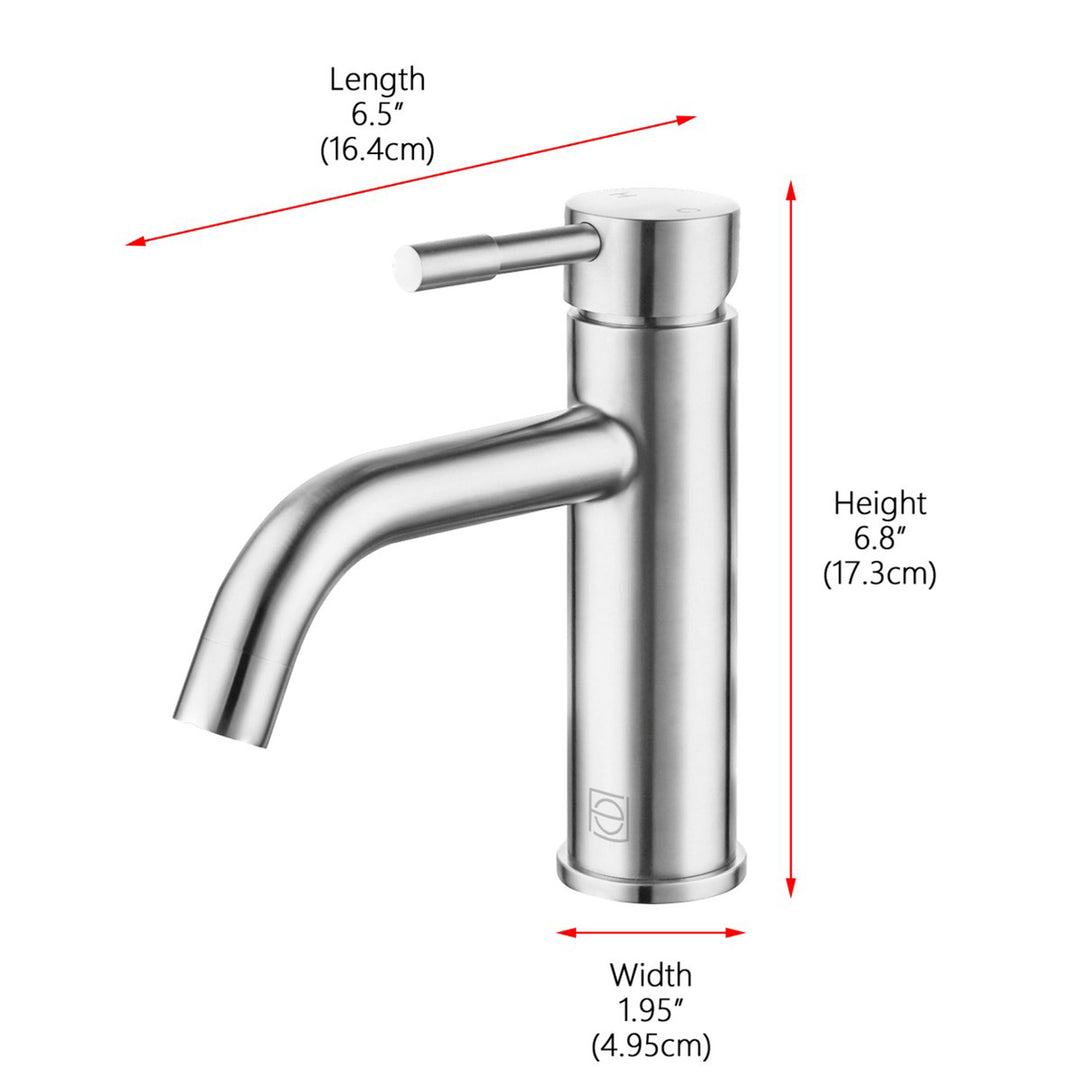 Single Hole Single Handle Bathroom Faucet In Brushed Nickel - View 5 - Joshua Marshal