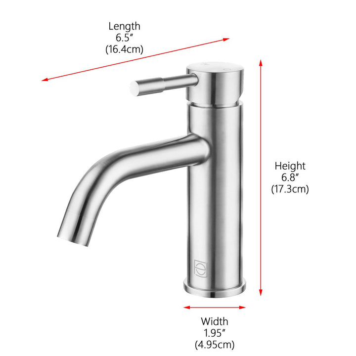 Single Hole Single Handle Bathroom Faucet In Brushed Nickel - View 5 - Joshua Marshal