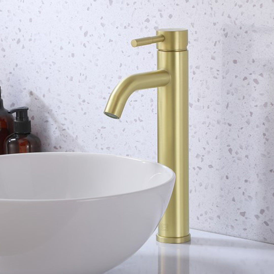 Single Hole Single Handle Bathroom Faucet In Brushed Gold Brushed Gold Finish - KITCHEN & BATH by Joshua Marshal