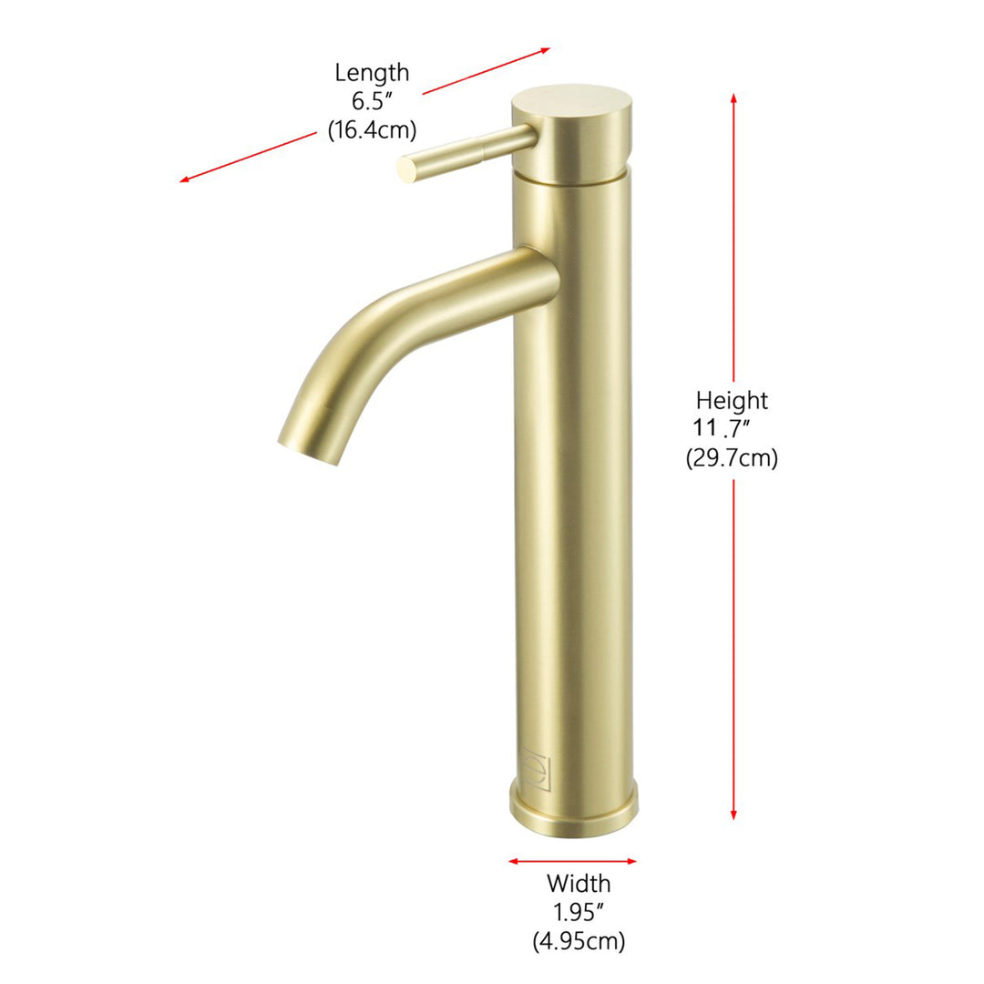 Single Hole Single Handle Bathroom Faucet In Brushed Gold - View 4 - Joshua Marshal