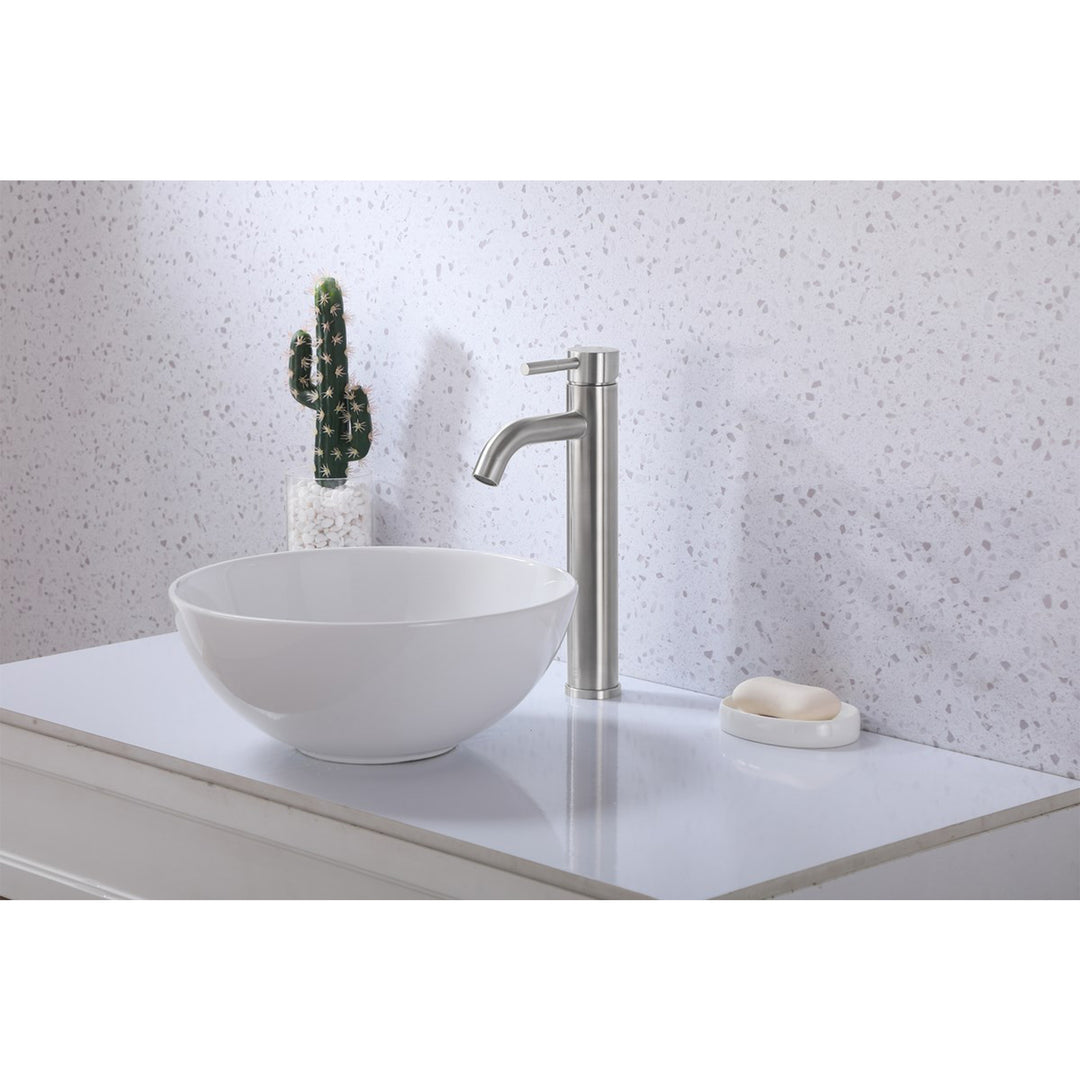 Single Hole Single Handle Bathroom Faucet In Brushed Nickel - View 2 - Joshua Marshal