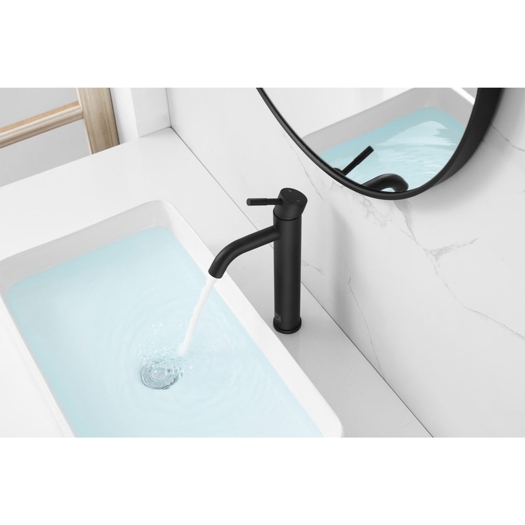 Single Hole Single Handle Bathroom Faucet In Matte Black - View 2 - Joshua Marshal