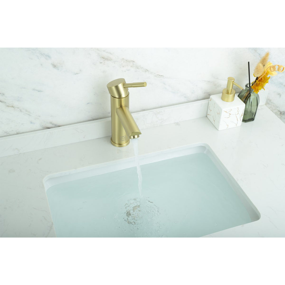 Single Hole Single Handle Bathroom Faucet In Brushed Gold - View 2 - Joshua Marshal
