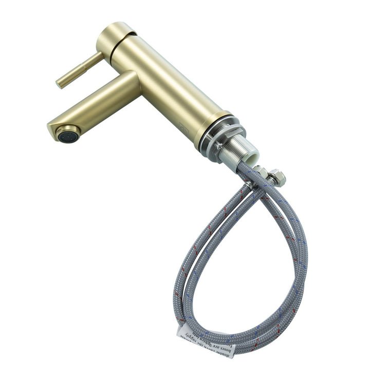 Single Hole Single Handle Bathroom Faucet In Brushed Gold - View 4 - Joshua Marshal