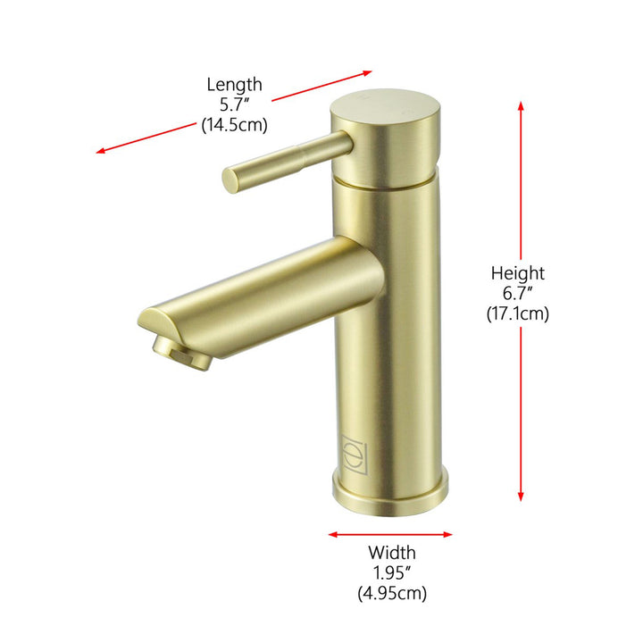 Single Hole Single Handle Bathroom Faucet In Brushed Gold - View 5 - Joshua Marshal