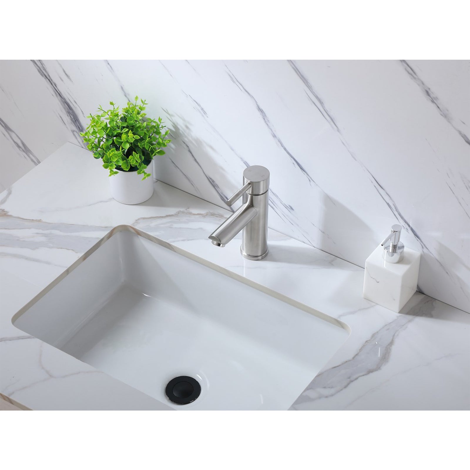 Single Hole Single Handle Bathroom Faucet In Brushed Nickel - View 2 - Joshua Marshal