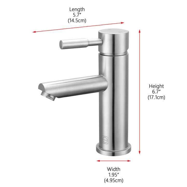 Single Hole Single Handle Bathroom Faucet In Brushed Nickel - View 5 - Joshua Marshal