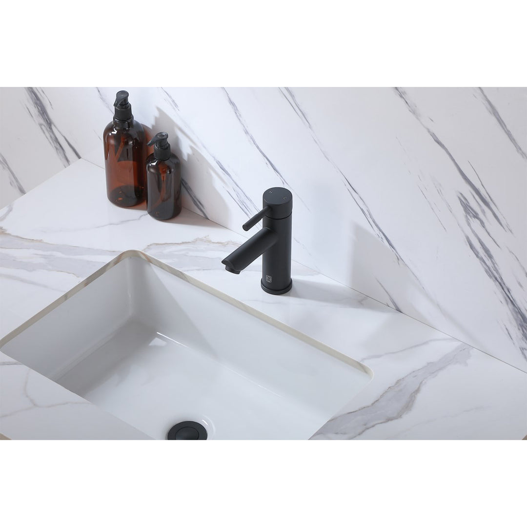 Single Hole Single Handle Bathroom Faucet In Matte Black - View 2 - Joshua Marshal