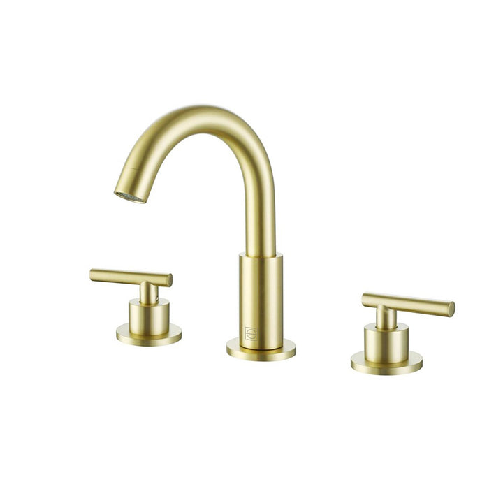 8 Inch Widespread Double Handle Bathroom Faucet In Brushed Gold - View 3 - Joshua Marshal