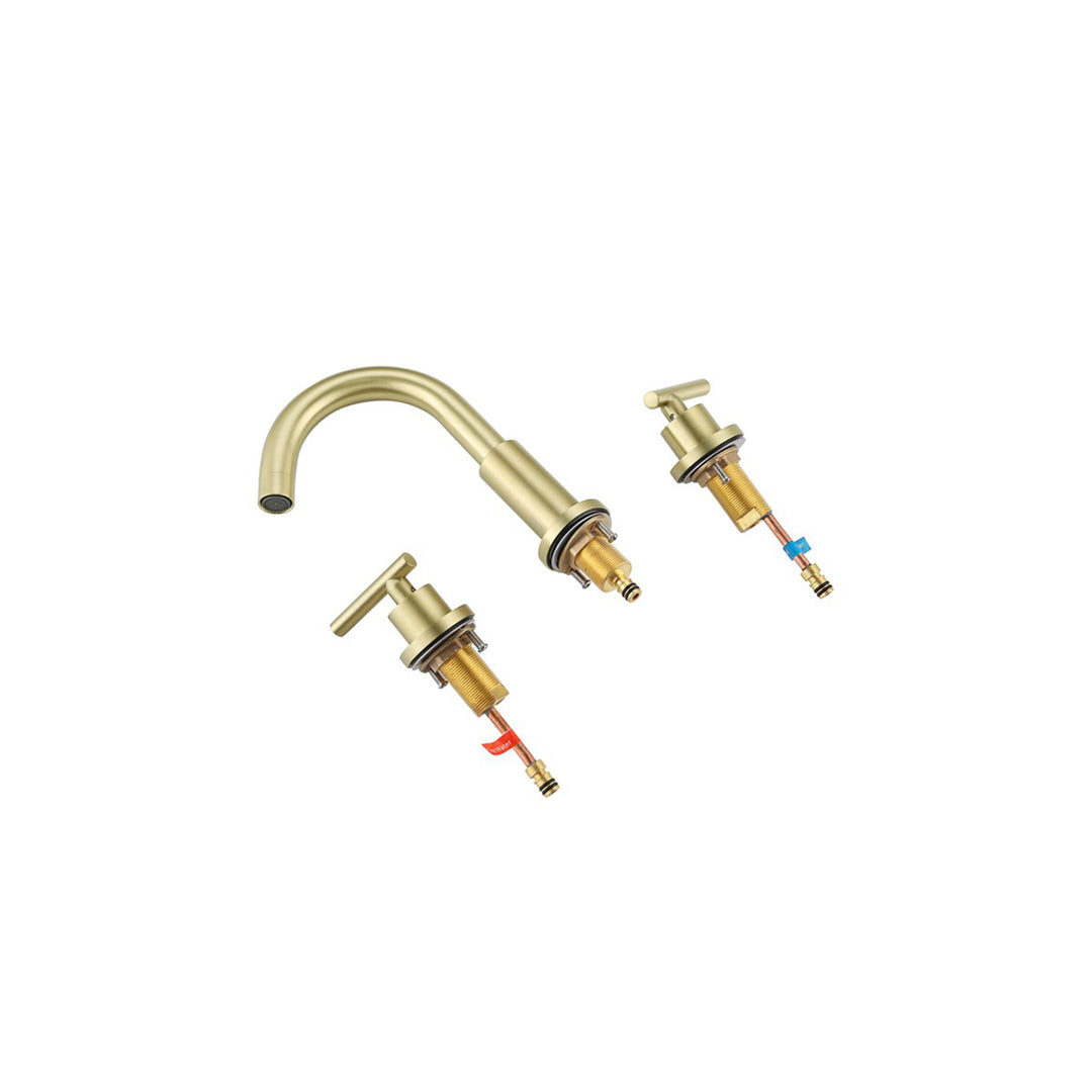 8 Inch Widespread Double Handle Bathroom Faucet In Brushed Gold - View 4 - Joshua Marshal