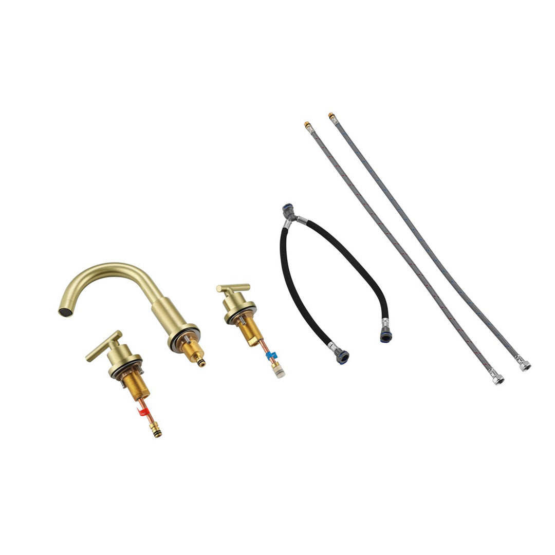 8 Inch Widespread Double Handle Bathroom Faucet In Brushed Gold - View 5 - Joshua Marshal