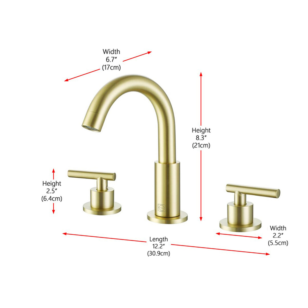 8 Inch Widespread Double Handle Bathroom Faucet In Brushed Gold - View 6 - Joshua Marshal