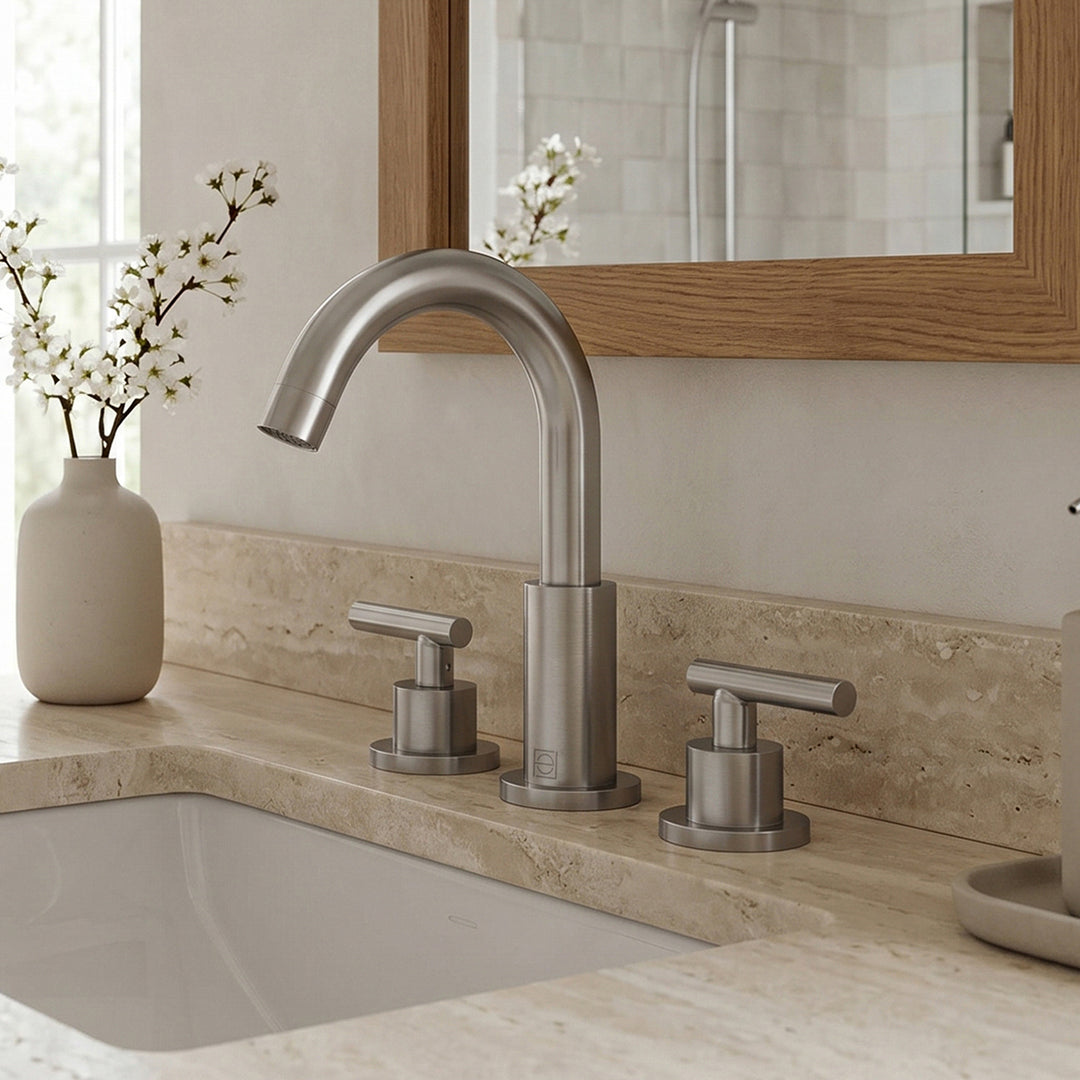 8 Inch Widespread Double Handle Bathroom Faucet In Brushed Nickel Brushed Nickel Finish - KITCHEN & BATH by Joshua Marshal