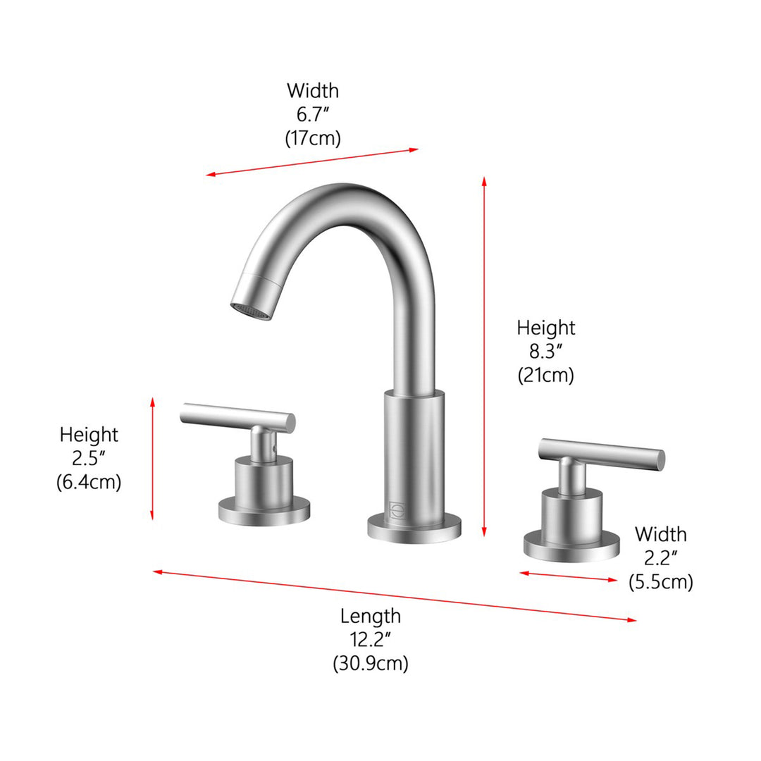 8 Inch Widespread Double Handle Bathroom Faucet In Brushed Nickel - View 6 - Joshua Marshal