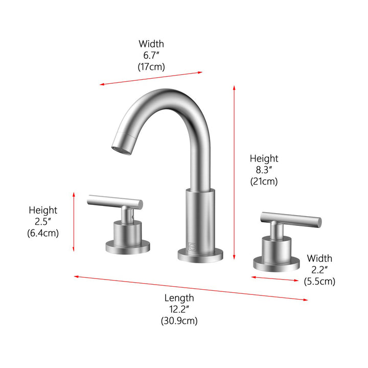 8 Inch Widespread Double Handle Bathroom Faucet In Brushed Nickel - View 6 - Joshua Marshal