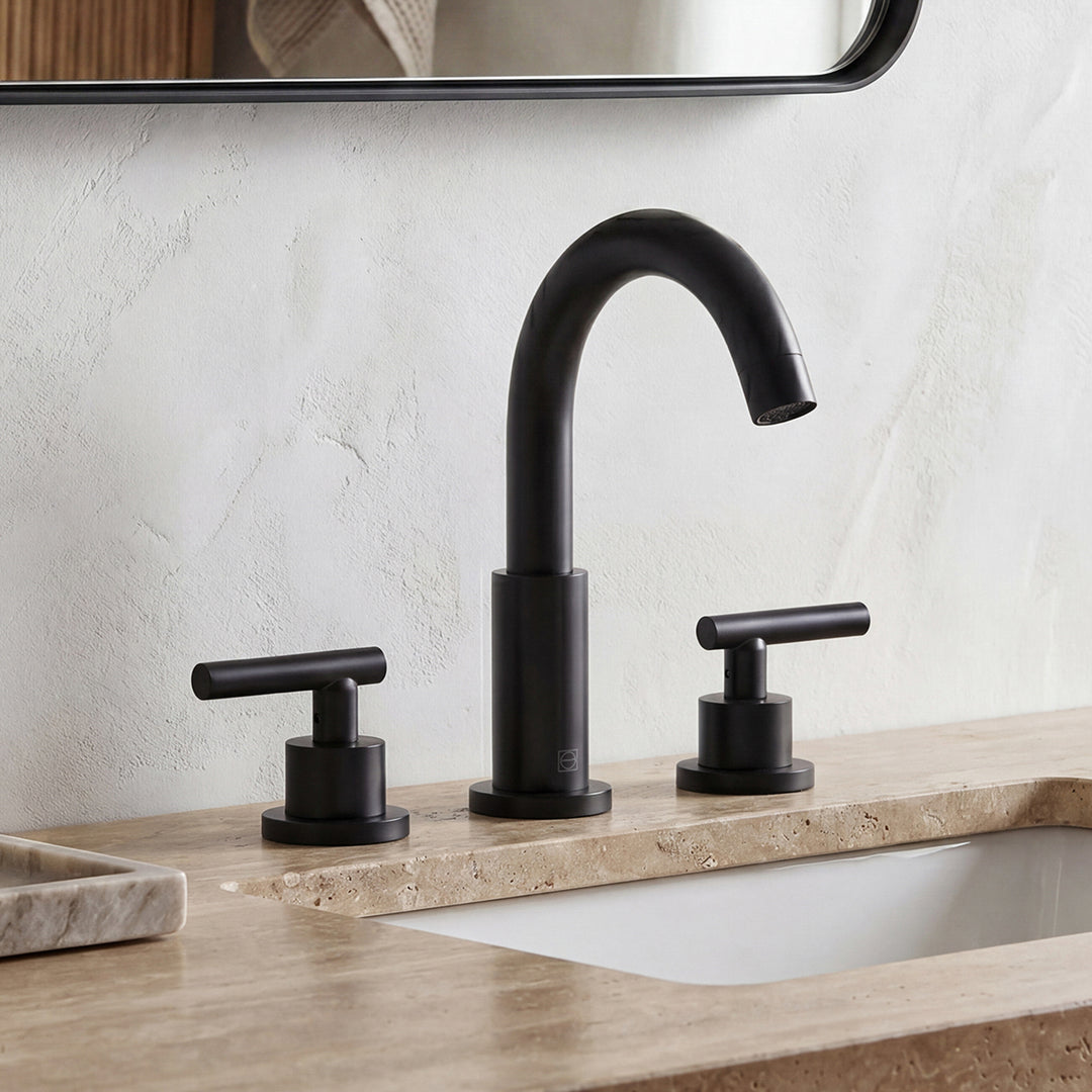 8 Inch Widespread Double Handle Bathroom Faucet In Matte Black Matte Black Finish - KITCHEN & BATH by Joshua Marshal