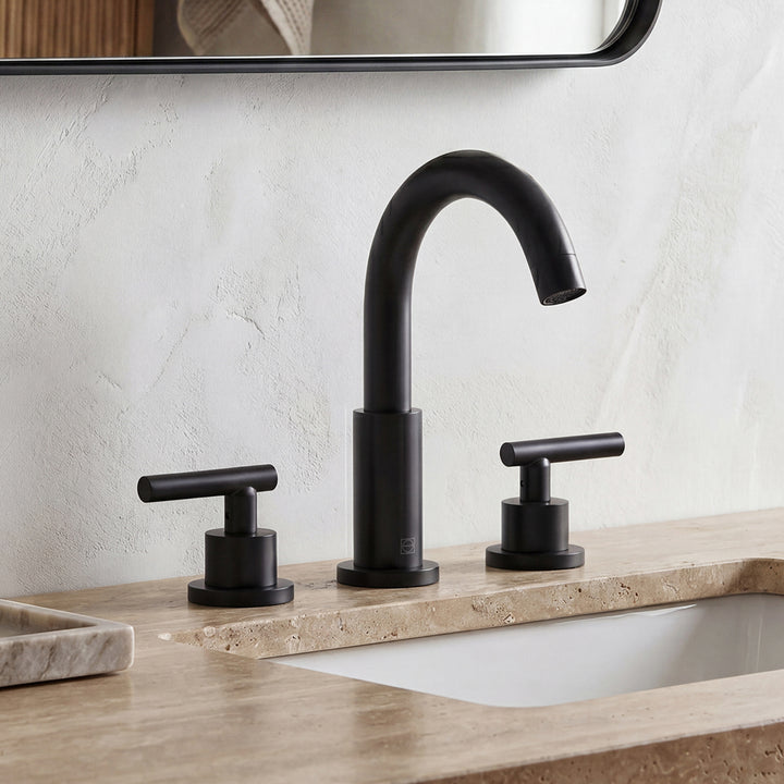 8 Inch Widespread Double Handle Bathroom Faucet In Matte Black Matte Black Finish - KITCHEN & BATH by Joshua Marshal