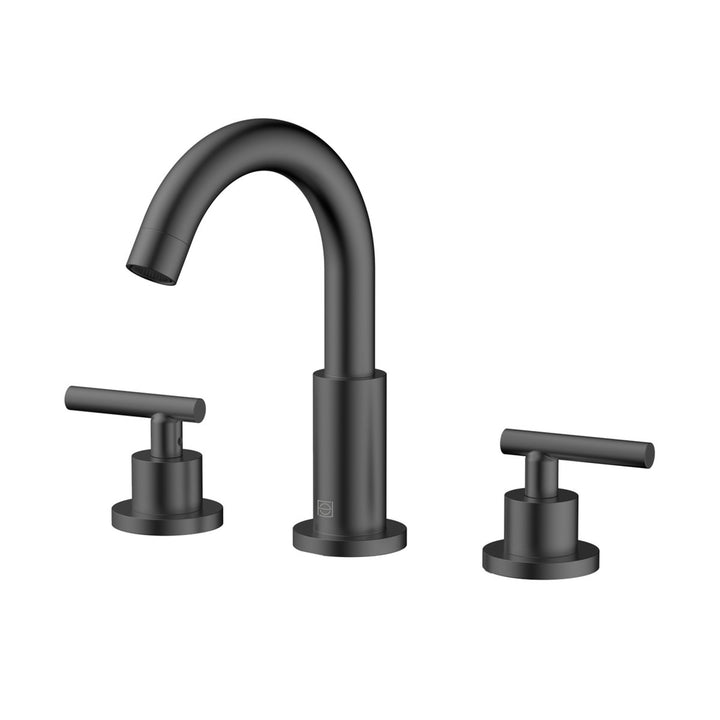 8 Inch Widespread Double Handle Bathroom Faucet In Matte Black - View 3 - Joshua Marshal