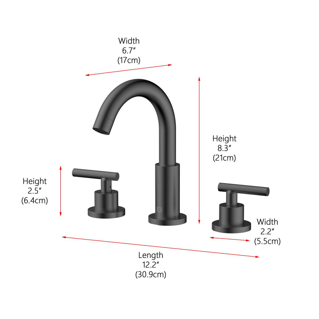8 Inch Widespread Double Handle Bathroom Faucet In Matte Black - View 5 - Joshua Marshal