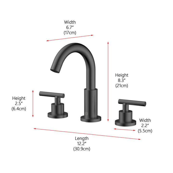 8 Inch Widespread Double Handle Bathroom Faucet In Matte Black - View 5 - Joshua Marshal