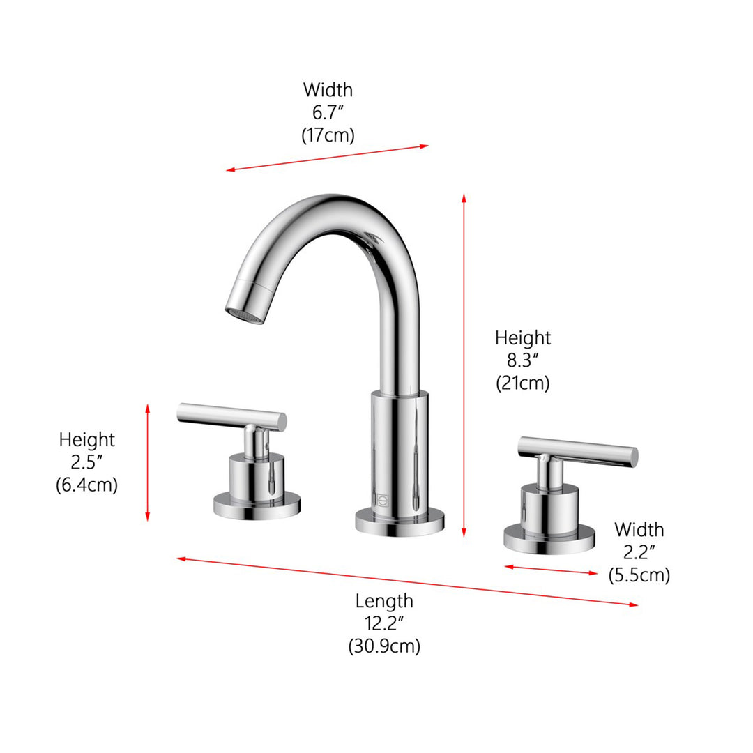 8 Inch Widespread Double Handle Bathroom Faucet In Chrome - View 5 - Joshua Marshal