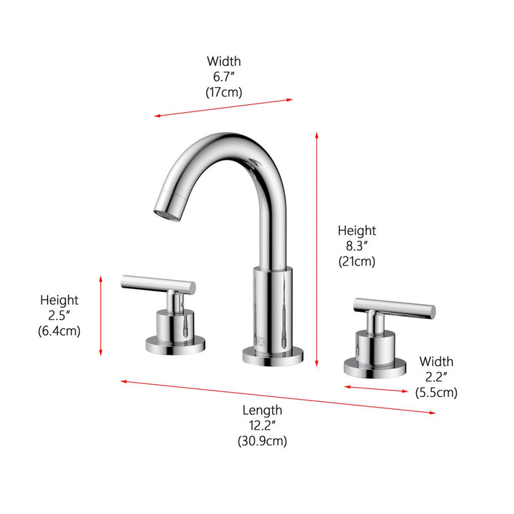 8 Inch Widespread Double Handle Bathroom Faucet In Chrome - View 5 - Joshua Marshal