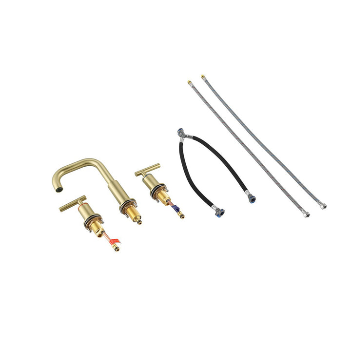 8 Inch Widespread Double Handle Bathroom Faucet In Brushed Gold - View 5 - Joshua Marshal