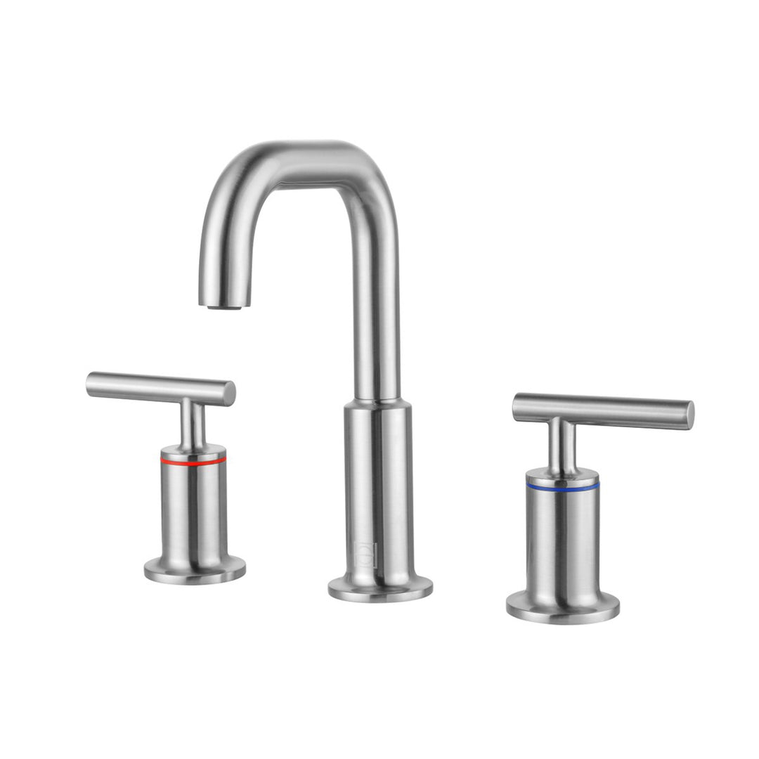 8 Inch Widespread Double Handle Bathroom Faucet In Brushed Nickel - View 3 - Joshua Marshal