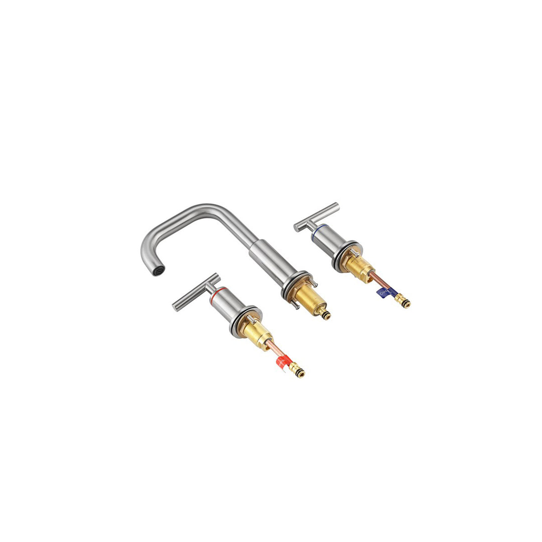 8 Inch Widespread Double Handle Bathroom Faucet In Brushed Nickel - View 4 - Joshua Marshal