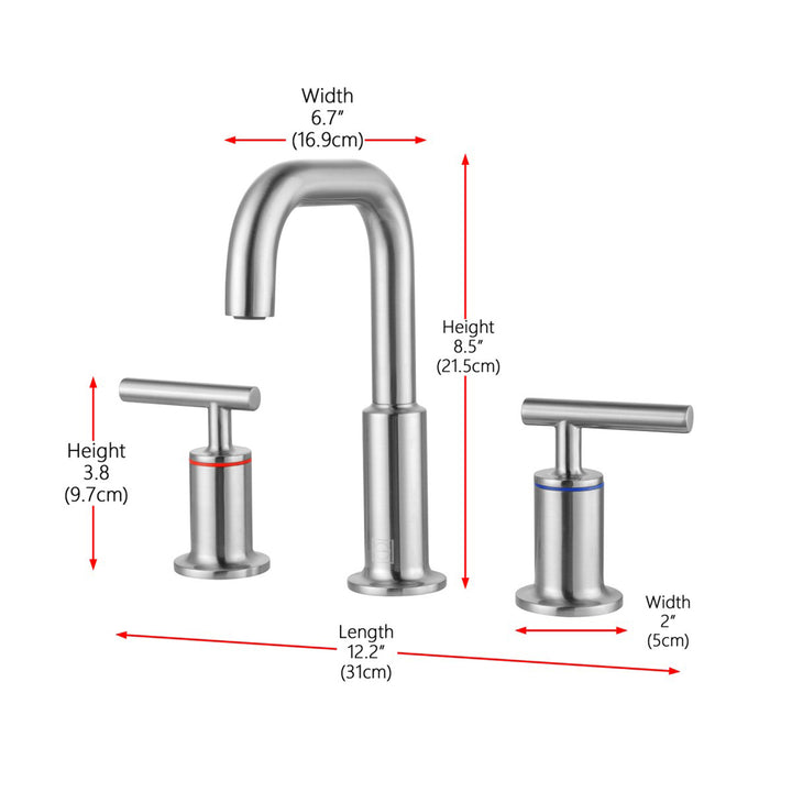 8 Inch Widespread Double Handle Bathroom Faucet In Brushed Nickel - View 6 - Joshua Marshal