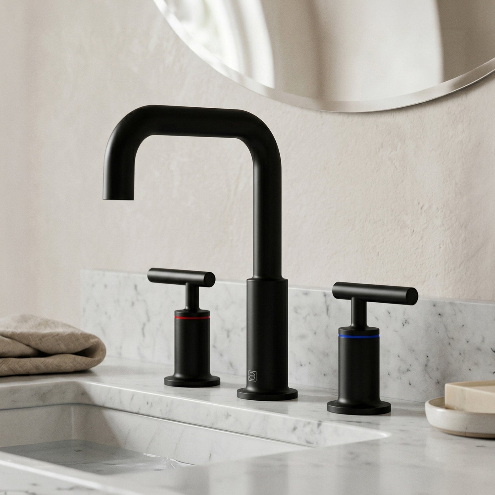 8 Inch Widespread Double Handle Bathroom Faucet In Matte Black Matte Black Finish - KITCHEN & BATH by Joshua Marshal