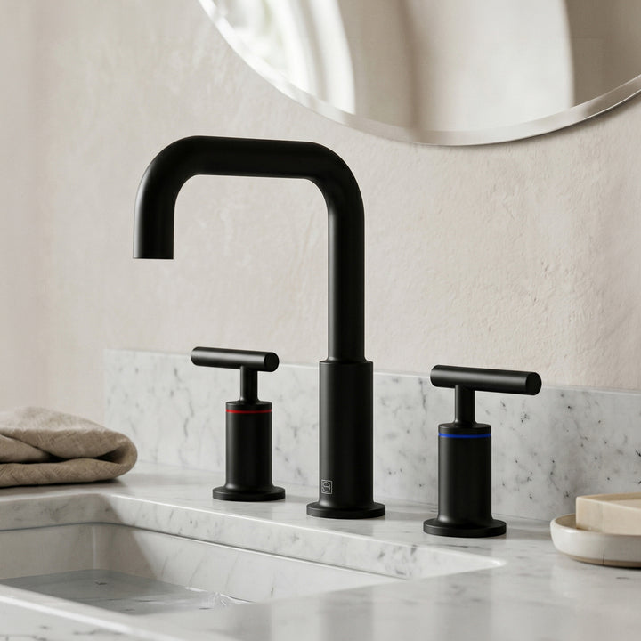8 Inch Widespread Double Handle Bathroom Faucet In Matte Black Matte Black Finish - KITCHEN & BATH by Joshua Marshal