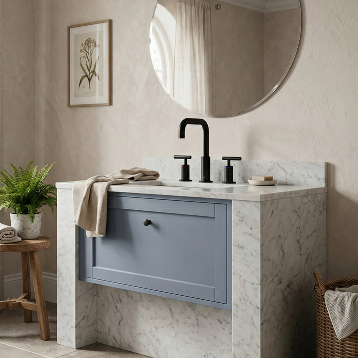 8 Inch Widespread Double Handle Bathroom Faucet In Matte Black - View 2 - Joshua Marshal