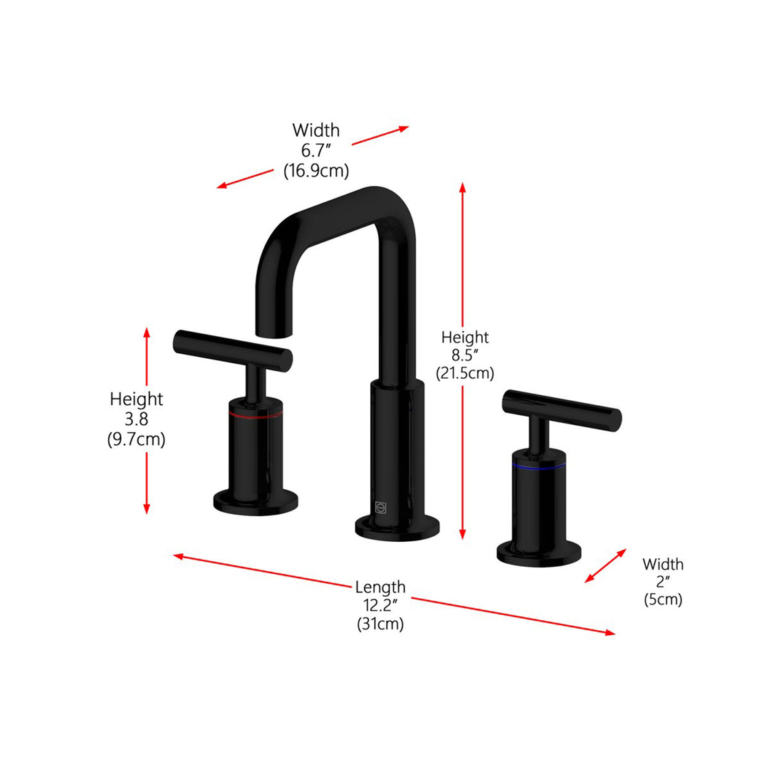 8 Inch Widespread Double Handle Bathroom Faucet In Matte Black - View 5 - Joshua Marshal