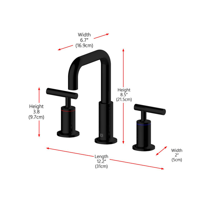 8 Inch Widespread Double Handle Bathroom Faucet In Matte Black - View 5 - Joshua Marshal