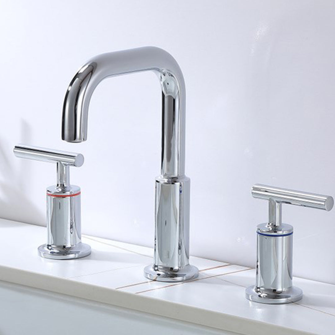8 Inch Widespread Double Handle Bathroom Faucet In Chrome Chrome Finish - KITCHEN & BATH by Joshua Marshal