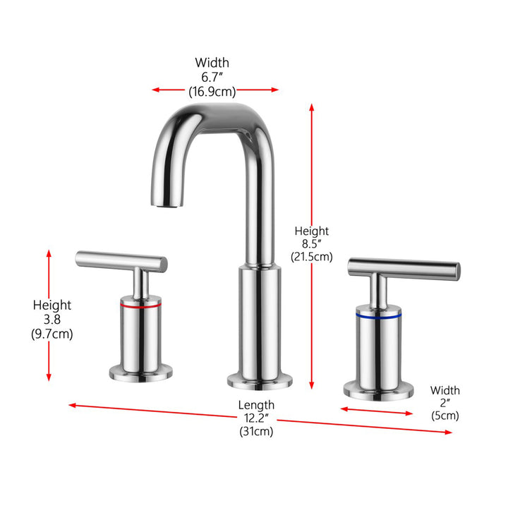 8 Inch Widespread Double Handle Bathroom Faucet In Chrome - View 5 - Joshua Marshal