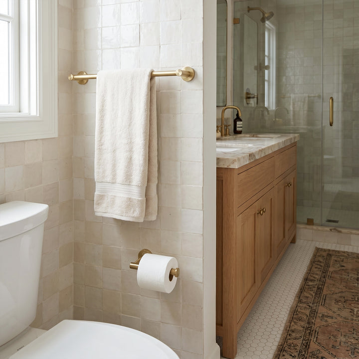 2-Piece Bathroom Hardware Set In Brushed Gold - View 2 - Joshua Marshal