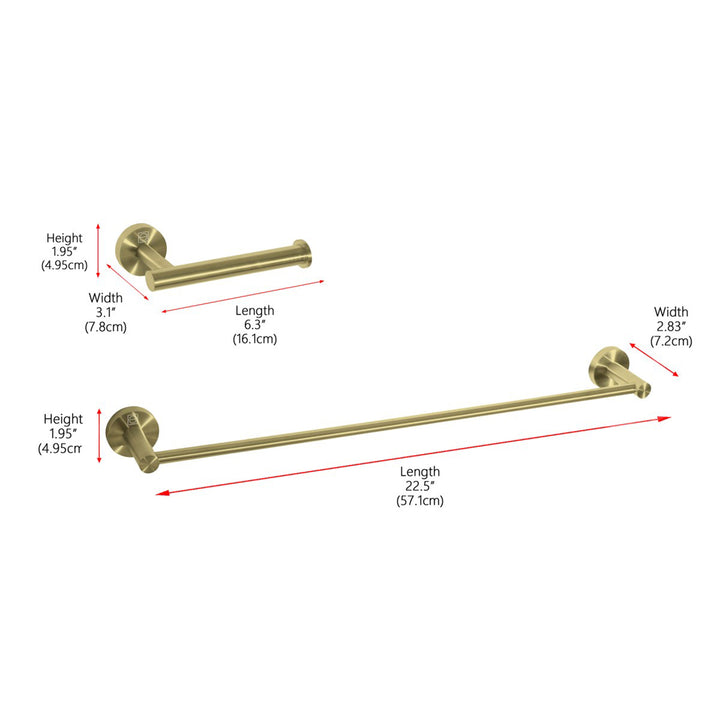 2-Piece Bathroom Hardware Set In Brushed Gold - View 4 - Joshua Marshal