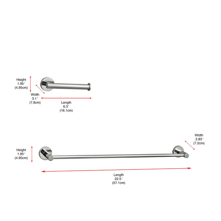 2-Piece Bathroom Hardware Set In Chrome - View 4 - Joshua Marshal