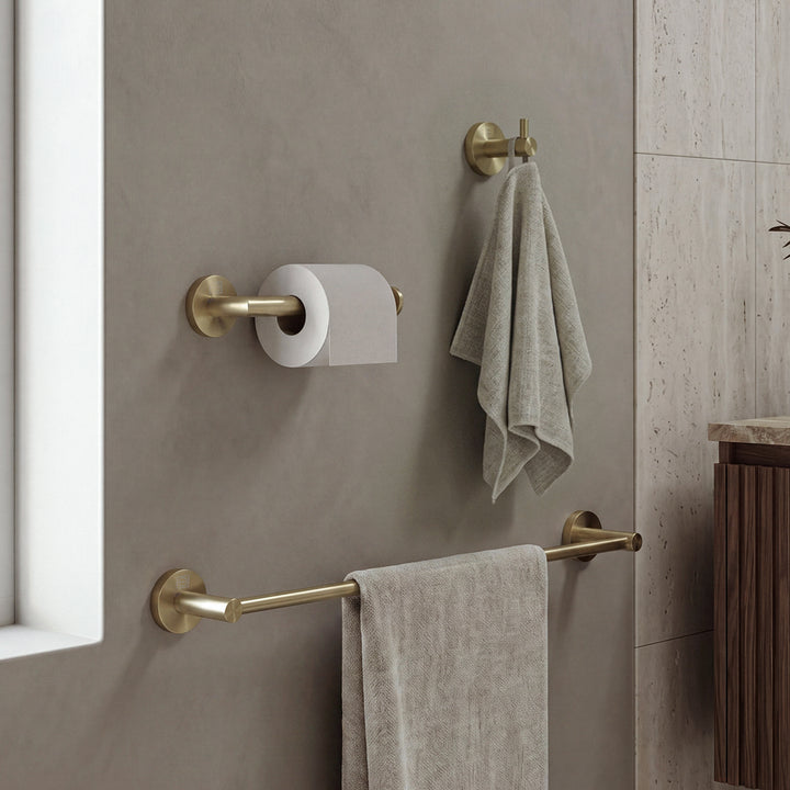 3-Piece Bathroom Hardware Set In Brushed Gold Brushed Gold Finish - KITCHEN & BATH by Joshua Marshal