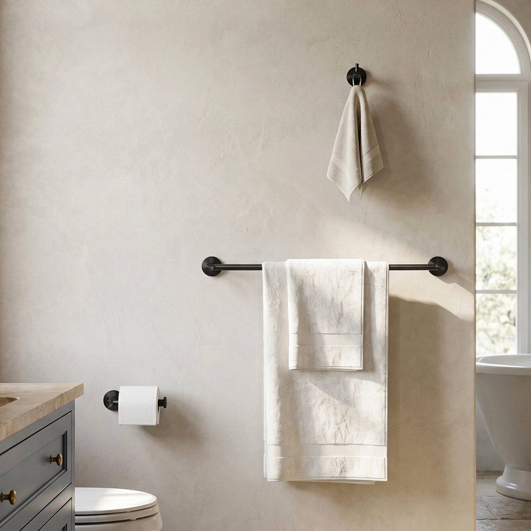 3-Piece Bathroom Hardware Set In Matte Black Matte Black Finish - KITCHEN & BATH by Joshua Marshal