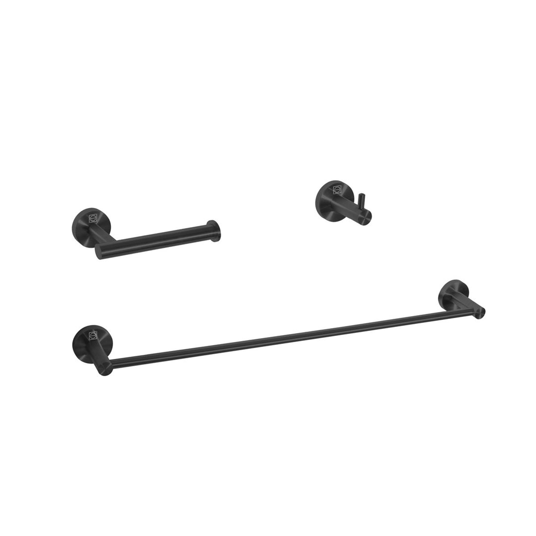 3-Piece Bathroom Hardware Set In Matte Black - View 3 - Joshua Marshal